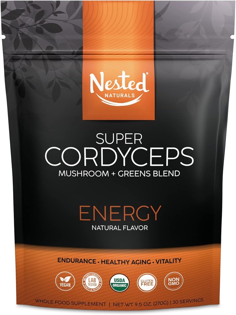 Super Greens Daily Greens Superfood Powder - 공인 된 USDA 유기 녹색 분말 w / 20 + 전체 식품, Spirulina 분말, 밀 및 보리 잔디 - Probiotics, 섬유 및 효소 - Cordyceps, 30 서빙