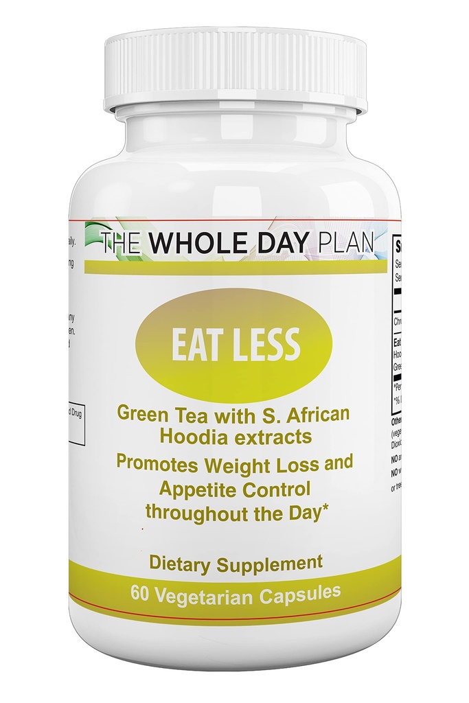 WHOLE DAY Plan EAT Less - 여성과 남성을위한 체중 감량 알약은 빠른 작동 - 식욕 억제제 지방 버너, 60 캡슐, 미국에서 만든