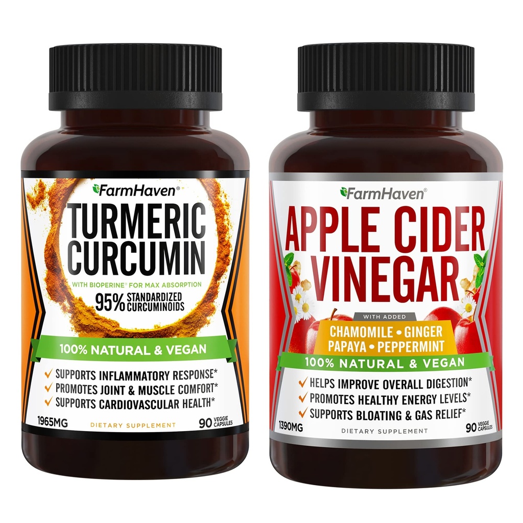 Ginger를 가진 BioPerine와 Apple Cider Vinegar를 가진 FarmHaven Turmeric Curcumin