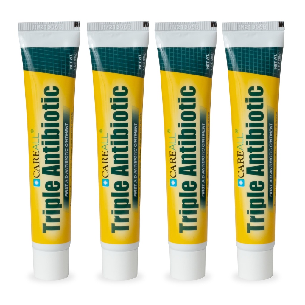 CareAll Triple Antibiotic Ointment 1.0 oz (4 팩), Minor Scrapes, Cuts 및 Burns를 위한 첫 번째 보조 연고 감염을 방지하고 리드 브랜드의 활성 성분과 비교하십시오.