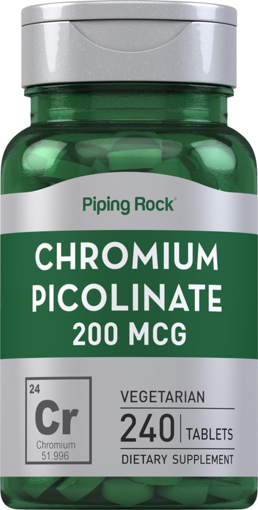 Piping Rock Chromium Picolinate 200mcg | 240 정제 | 채식주의, 비 GMO, 글루텐 무료 보충