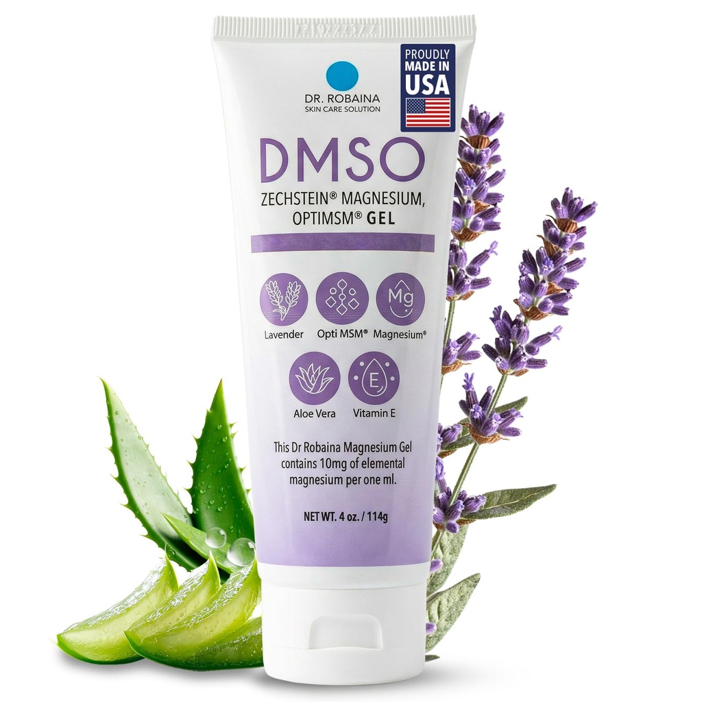 Dr. Robaina DMSO Lavender Gel - 99.9% 순수한 약제 급료 | Zechstein Magnesium, Arnica, Aloe Vera, 비타민 E | 근육 & 합동 안락 | 4개 oz | 미국제
