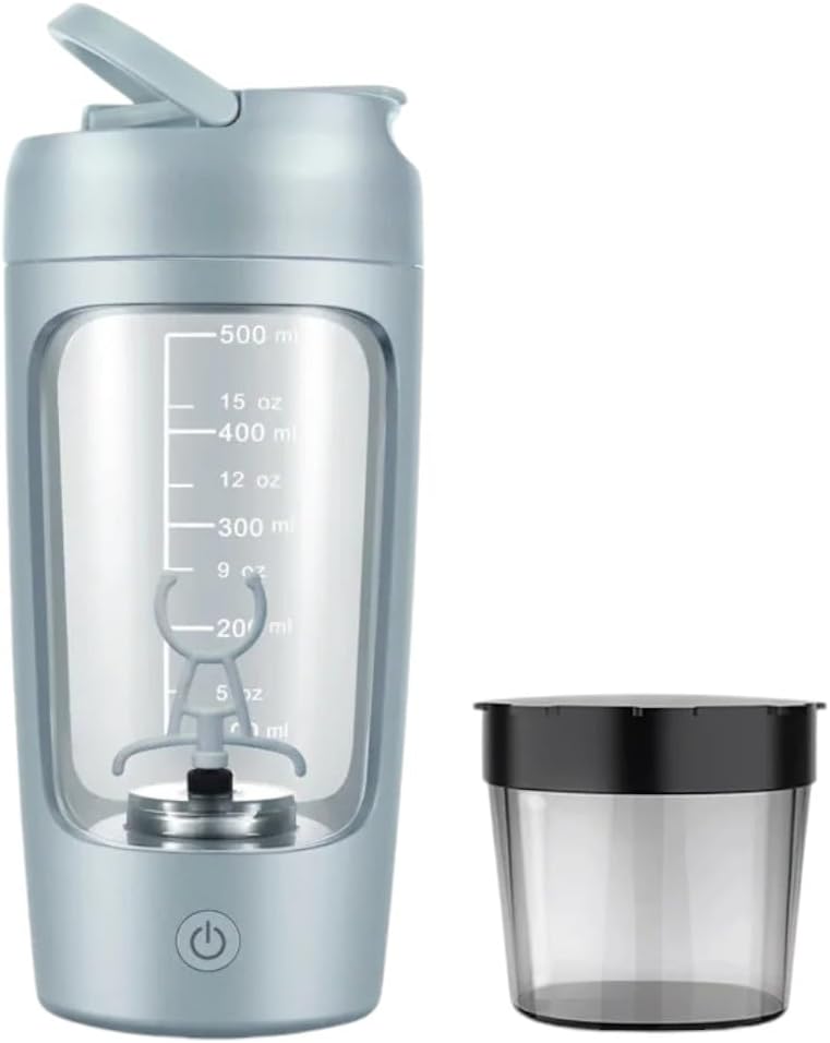 부드러운 블렌드를 위한 전기 휴대용 단백질 셰이커 병 | w/FREE PROTEIN POWDER CUP | Tritan – BPA Free | 650 ml | 충전식 | GYM & Sports Enthusiast. (베이비 블루)