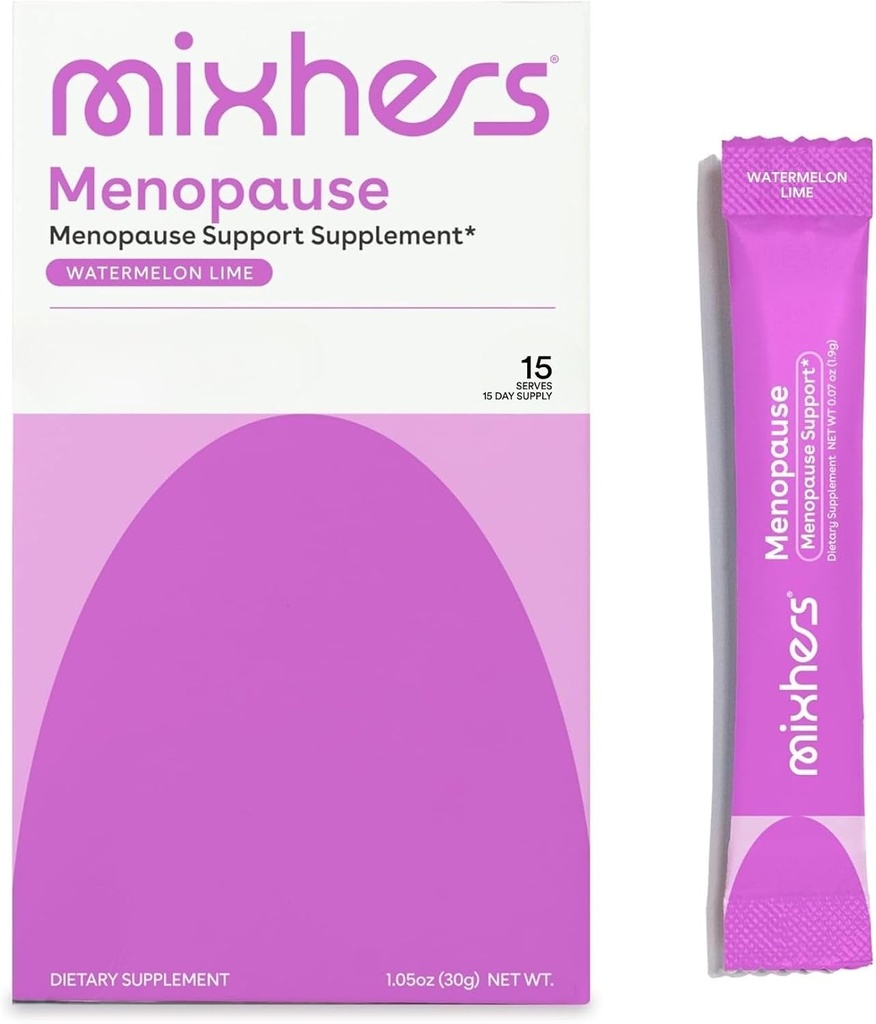 Mixhers Menopause - Menopause 지원 음료 혼합 - Women's Menopause 보충제 - 호르몬 균형 Multivitamin - Maca Root & Black Cohosh - Sugar Free - Vegan - 15 음료 패킷 - Watermelon Lime