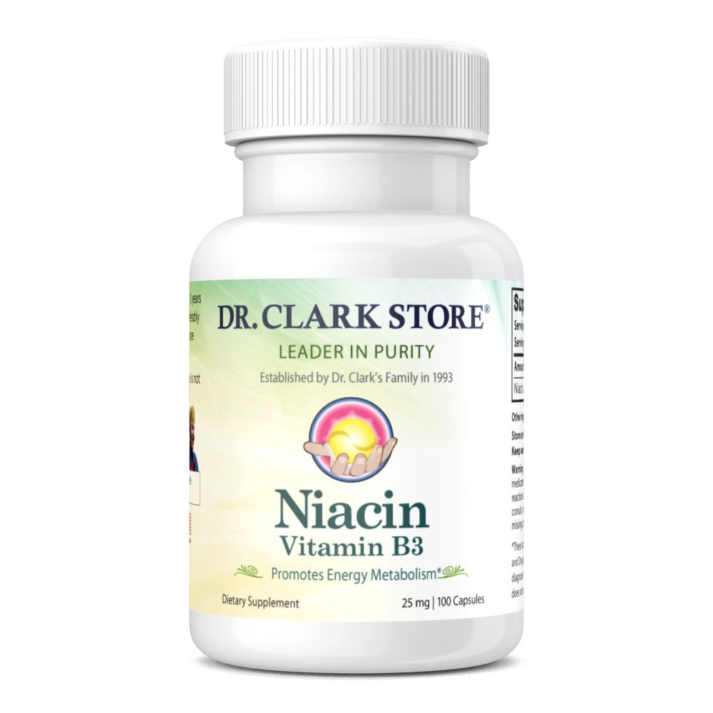 클라크 Niacin 박사 (비타민 B3) 보충 – 25mg, 100 젤라틴 캡슐, 지원 순환 & 건강한 콜레스테롤 수준