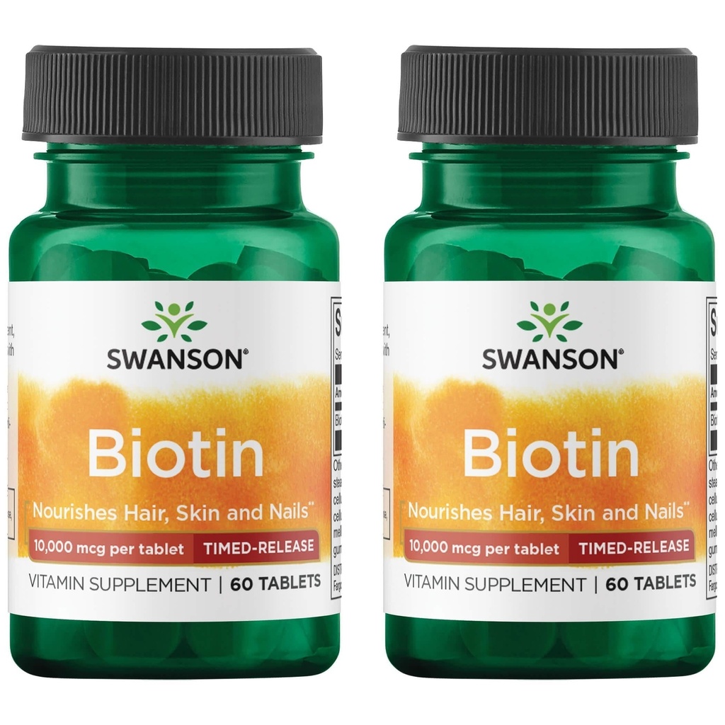 Swanson Biotin - Timed-Release 10,000 mcg 60 탭 (2 팩)