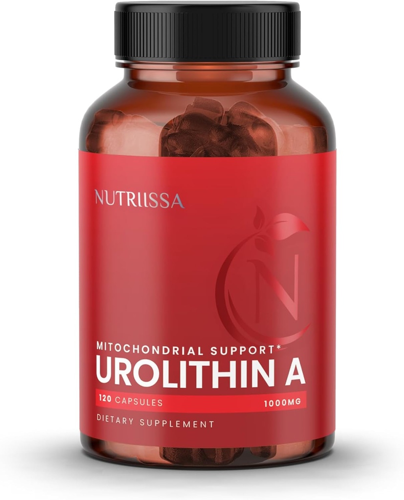 Nutriissa Urolithin A 1000mg - 고급 셀룰러 회춘, 근육 강도 - 순도 및 효능에 대한 EPEB 인증 - Vegan, 120 캡슐
