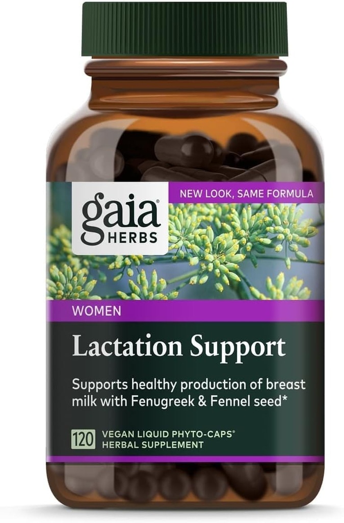 Gaia Herbs Lactation Support - Nursing Mothers*의 Breast Milk의 건강한 생산 지원 - Fenugreek Seed, Fennel Seed 및 Raspberry Leaf - 120 Vegan Liquid Phyto-Capsules (40 일 공급)