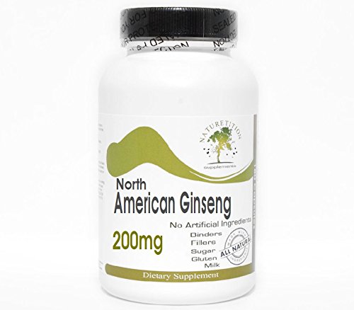 북미 인삼 200mg ~ 200 캡슐 - 첨가제 없음 ~ Naturetition 보충제