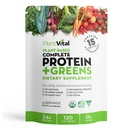 Plantvital Unflavored Organic Vegan Protein Powder - 15 Superfoods, Veggies 및 Probiotics - 유기농 식물 기반 단백질 분말 - 모든 BCAA의, 글루텐 무료 - 16oz -1 파우치