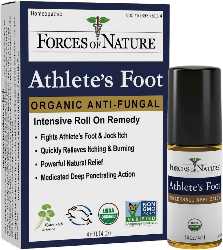 자연의 힘 – 자연의, 유기 Athlete의 발 치료 (4ml) 비 GMO, 아니 Harmful 화학 물질, Cruelty 무료 – Antifungal Relieves Burning, Itching, Cracking Caused by AF, Jock Itch and Ringworm