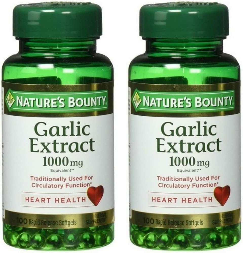 자연의 Bounty 마늘 추출물 1000 mg Softgels 심장 혈관 지원, 100 ea (패치 2)