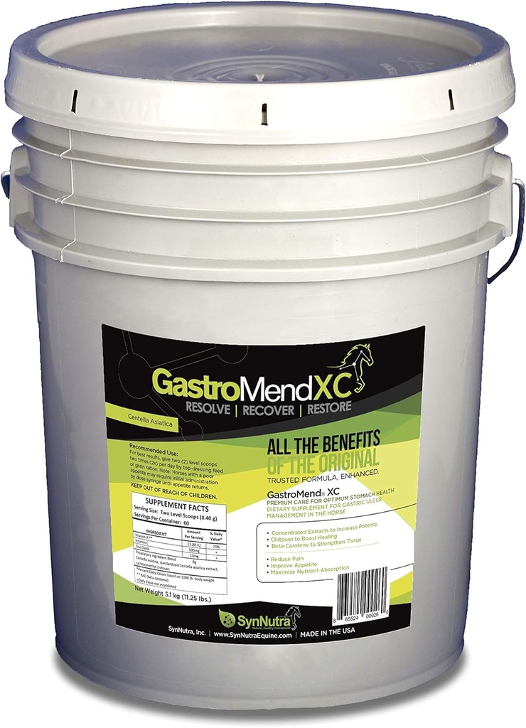GastroMend XC, 100 % 천연 Equine Stomach Health for Horses, Gastric Ulcers, Highly Potent & effective, Gastric and Hindgut Health, 600 서빙, 미국에서 만든