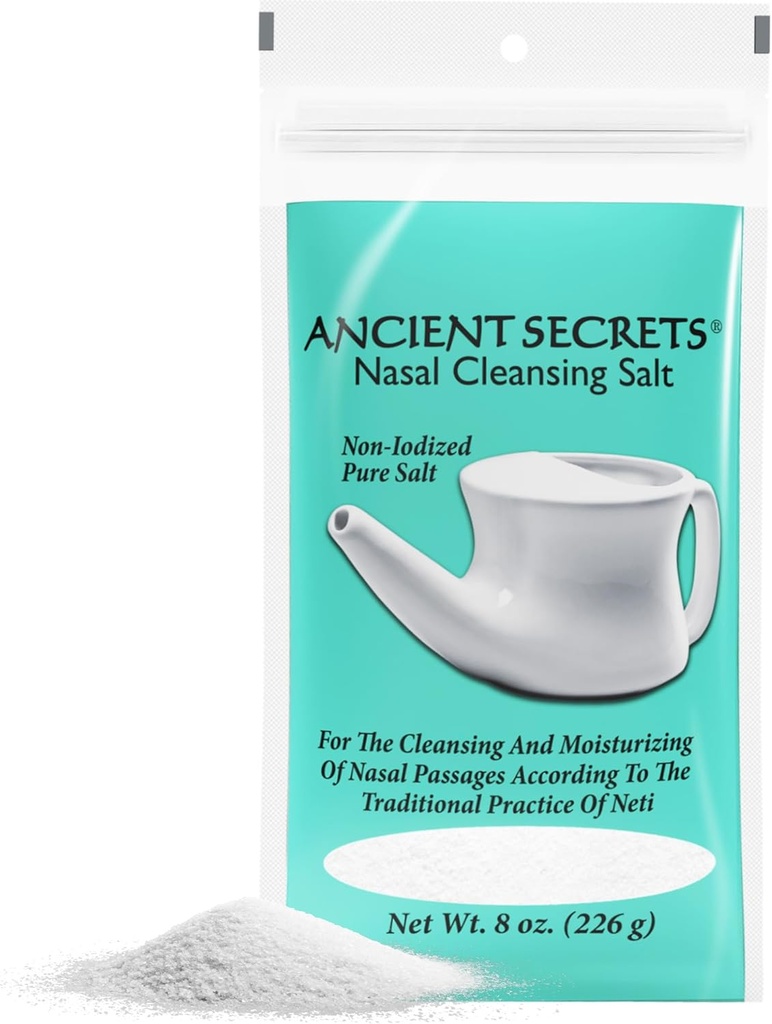 ANCIENT SECRETS Nasal 클렌징 소금, 비분해 - 모든 Neti Pot, Sinus Irrigation System, 8 Oz를 위한 USP 급료 염화 나트륨