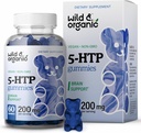 야생 & 유기 5-HTP 200mg 무드 Gummies - L-Tryptophan Relaxation 및 천연 Calm - 뇌 지원을위한 5 HTP 보충 - 60 Vegan, Non-GMO 5HTP Gummies