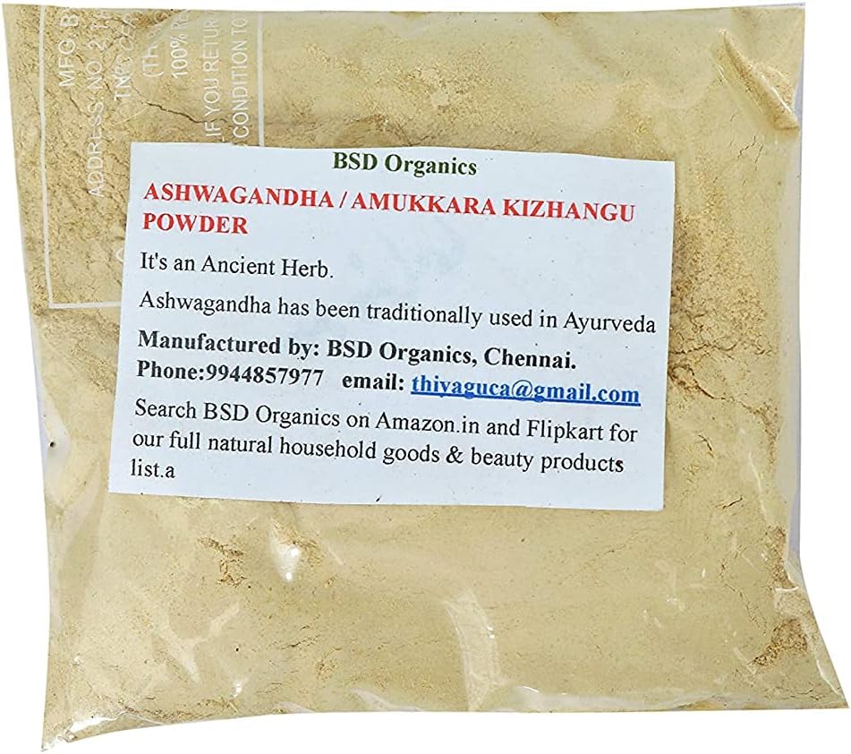 Ashwagandha/Amukkara Kizhangu 분말, 100개 그램/3.5 온스