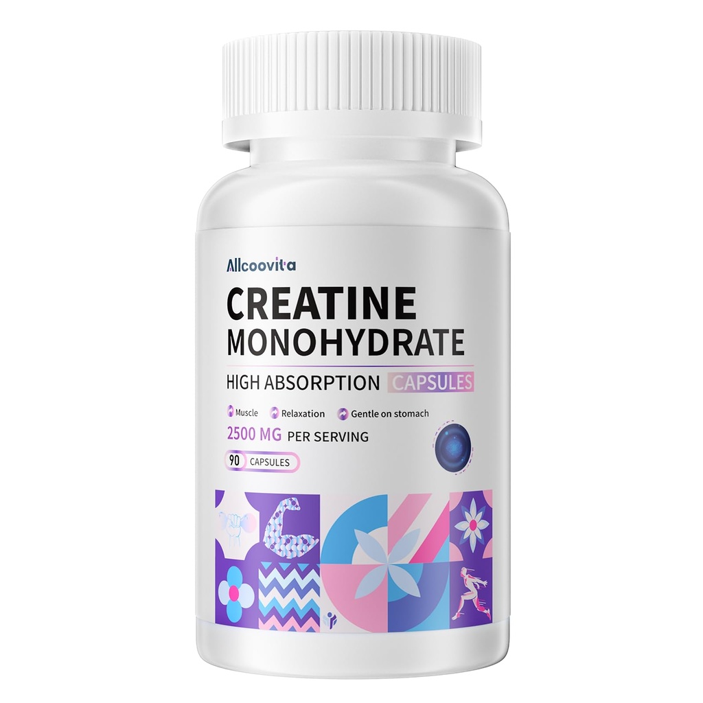크레아틴 Monohydrate 캡슐 -3 크레아틴 캡슐, 2500mg, 글루텐, 90 캡슐
