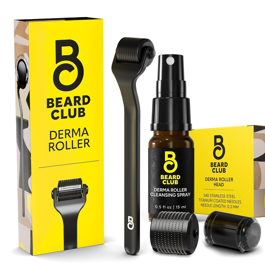 Beard Club Derma 롤러, 청소 살포 & 보충 머리 - 청소 살포와 보충 머리를 가진 Beard 롤러