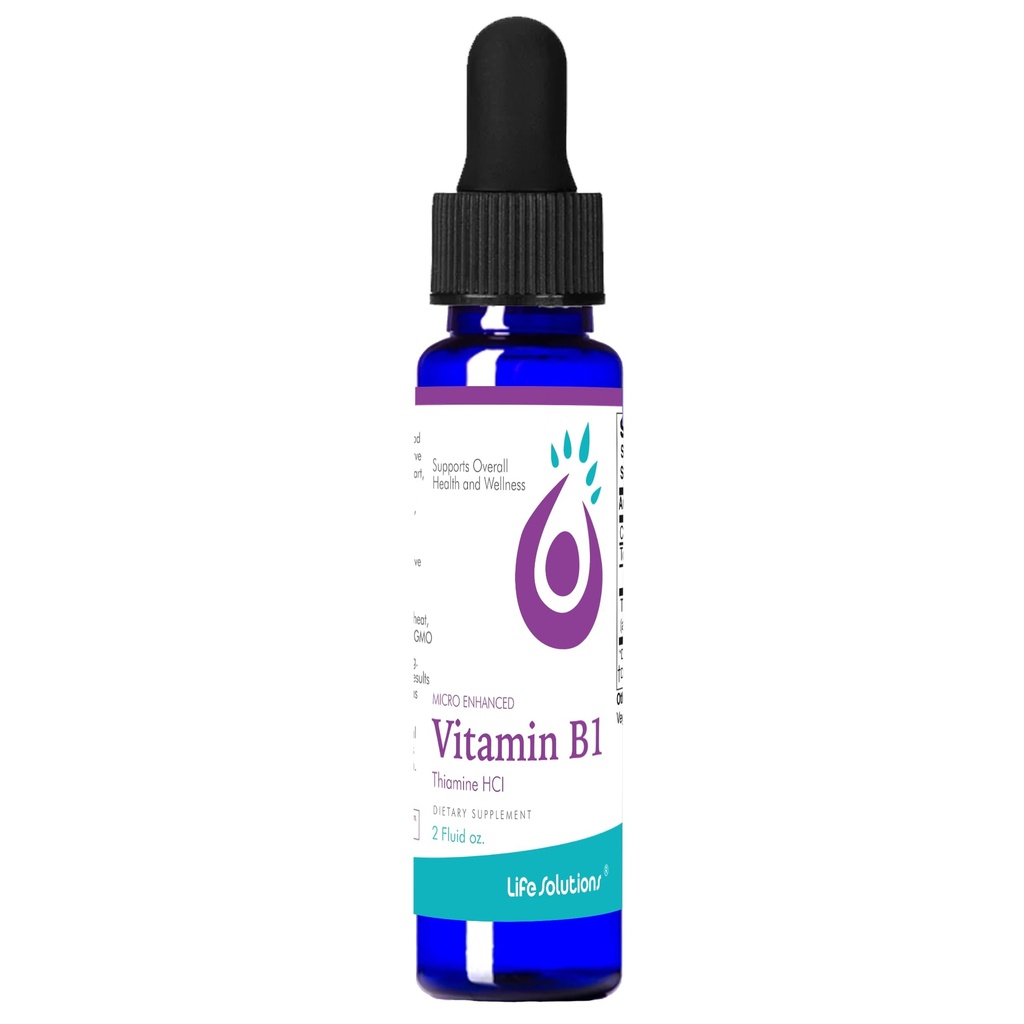 Life Solutions Vitamin B1 Dropper 2 oz - Thiamine B1 보충 - 에너지 부스트 및 신경 시스템 지원을위한 필수 B1 비타민 - 쉬운 흡수를위한 액체 공식