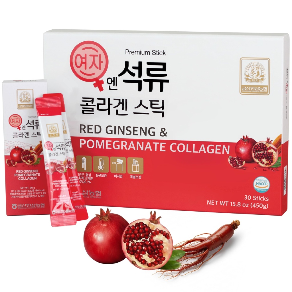 Korean Beauty Baekje Geumsan Women's Pomegranate Collagen Jelly Stick 5.1oz / 30 카운트 (5 팩)