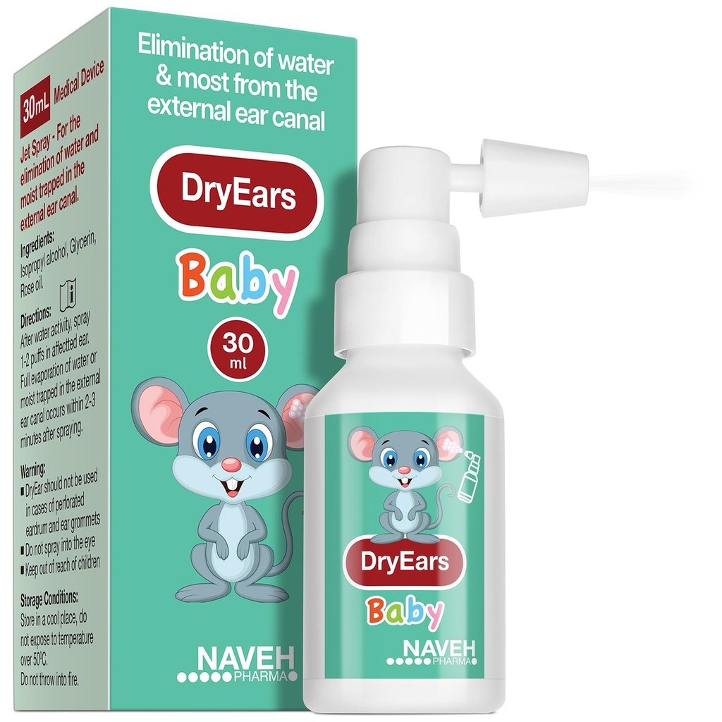 NAVEH PHARMA® 드라이 이어 아기|Swimmers Ear Drops Spray | Little Swimmers 용 이어 건조 드롭 | 두 번째 귀에서 물 트랩 제거 | Hearing Loss (1 Fl Oz)