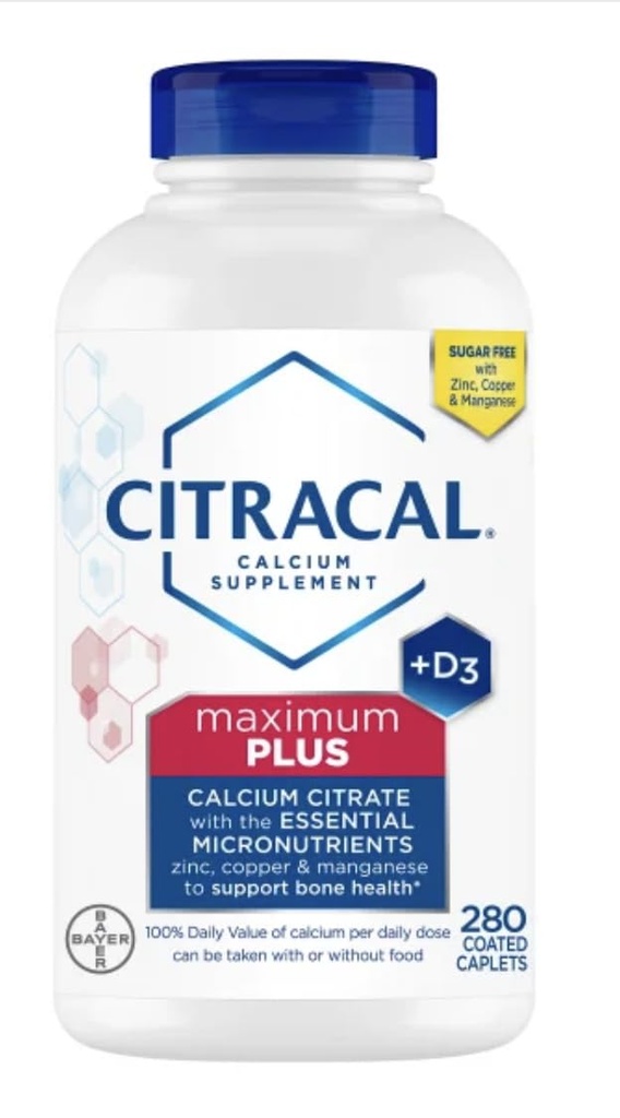 아연, 구리, 마그네슘, 최대 플러스, 280 조사를 가진 Citra-Cal+D3 보충교재
