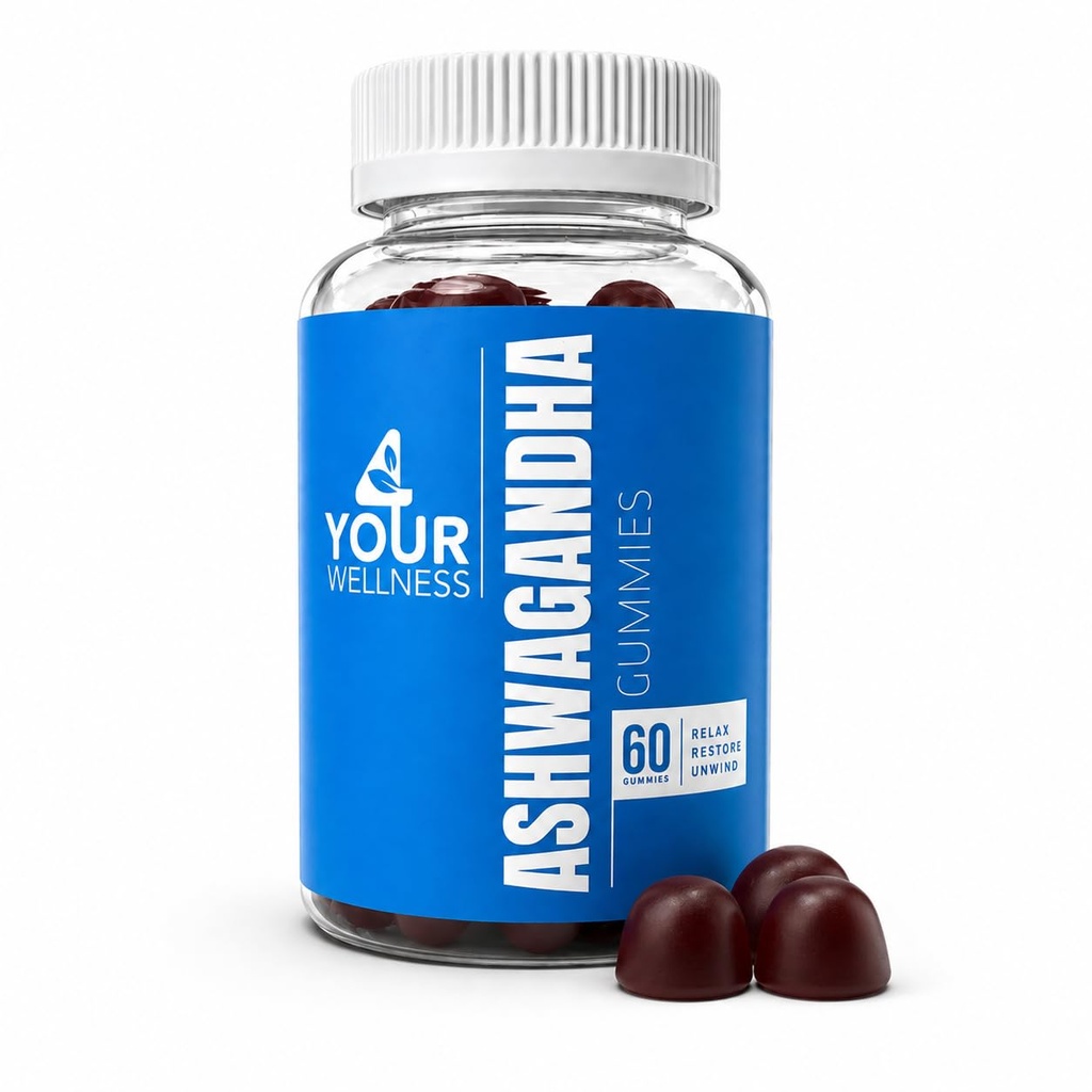 Ashwagandha Gummies 혼합 Berry KSM-66, 라이온의 Mane, 비타민 D, 비 GMO, 글루텐 - 무료, 젤라틴 무료 & Kosher (60 개)
