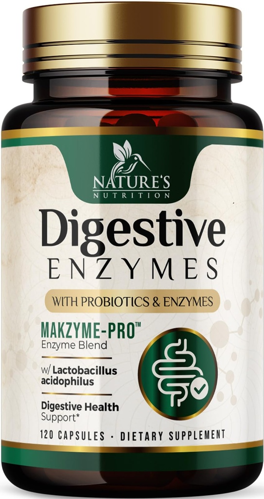 소화 효소 - Bromelain, Papain, Probiotics & Prebiotics와 Bloating & Gut 건강 지원을위한 슈퍼 다이제스트 멀티 효소 복합체 - 여성 및 남성을위한 소화 건강 지원 - 120 캡슐