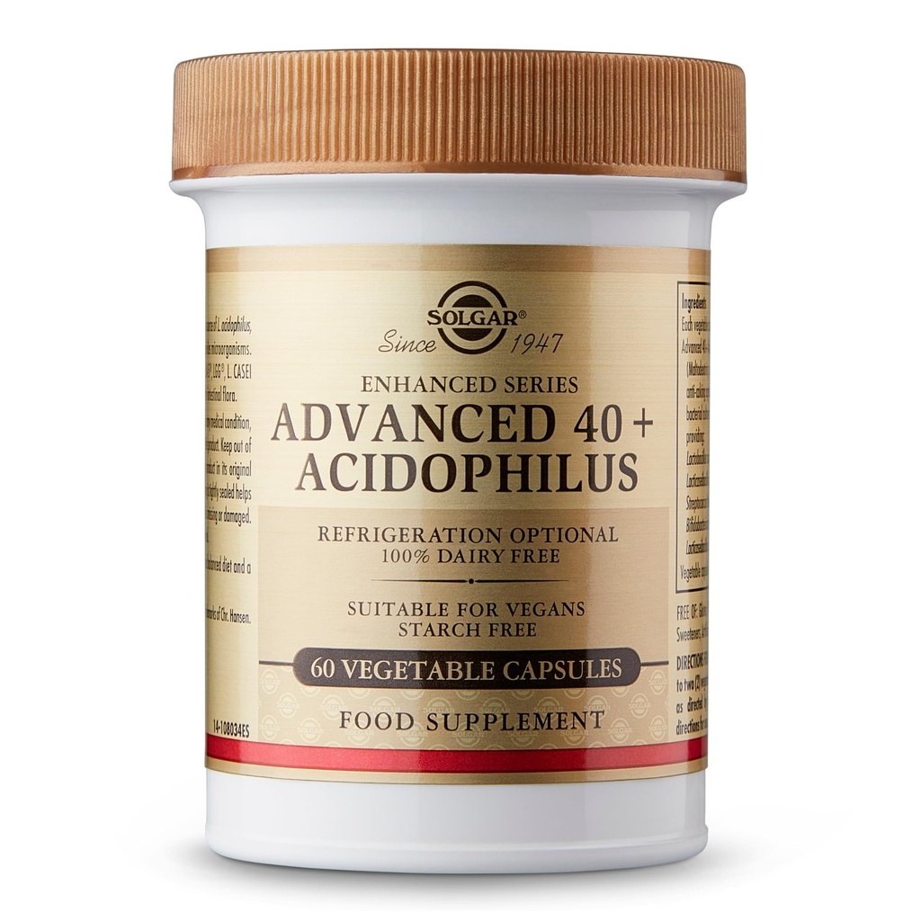 Solgar 고급 40 + Acidophilus, 60 야채 캡슐