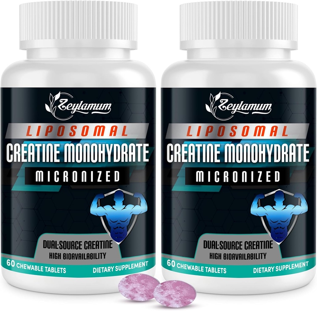 Creatine Chews Tablets for Men & Women, Creatine Monohydrate, 99% Absorption with Liposomal & Micronized, 60 서빙