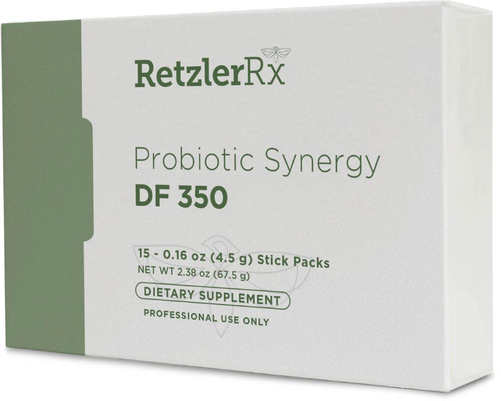 Probiotic Synergy DF 350 ® Dr. RetzlerRxTM - 350 억 CFU - Dairy-Free, 높은 Potency 350 CFU 18-Strain Probiotic 보충 - Immune + Gut 건강 지원 (15 단일 서빙 스틱 팩)