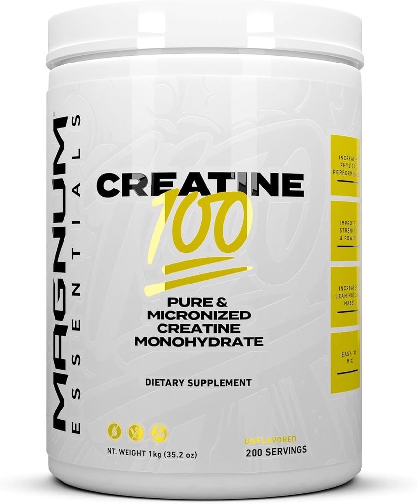 Magnum Nutraceuticals Micronized Creatine 100 - 200의 서빙, 높 순수성 & 힘, 내구시간 및 근육 성장을 위한 빠른 흡수 Creatine Monohydrate