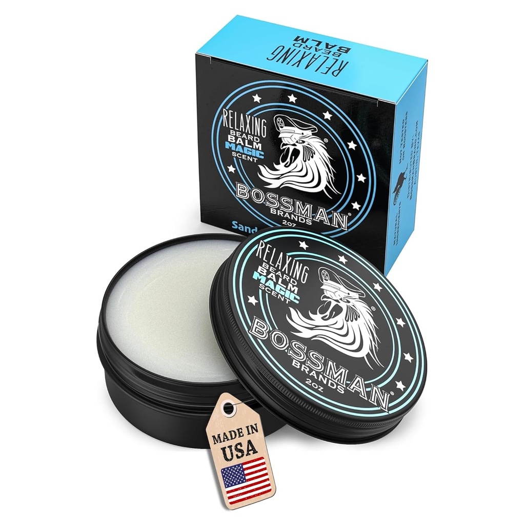 Bossman Relaxing Beard Balm for Men (Magic Scent) – 타마스, Relaxs, Thickens & Softens for Ultimate Beard Care – 미국에서 제작
