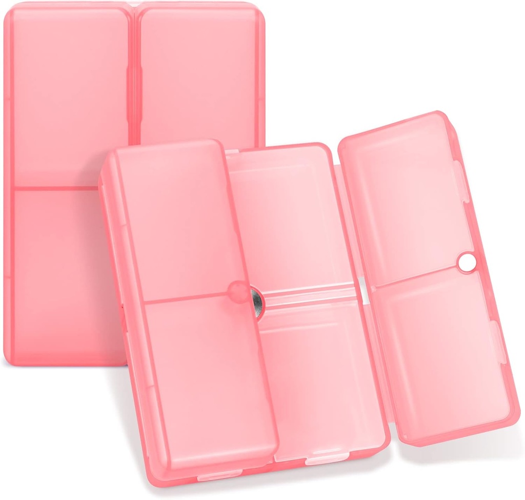 FYY Daily Pill 주최자, 7 격실 휴대용 Pill 케이스 여행 Pill 주최자,[Folding Design] Pill Box for Purse Pocket to Hold Vitamin,Cod Liver Oil,Supplements and Medication-Clear Red