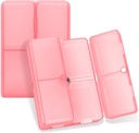FYY Daily Pill 주최자, 7 격실 휴대용 Pill 케이스 여행 Pill 주최자,[Folding Design] Pill Box for Purse Pocket to Hold Vitamin,Cod Liver Oil,Supplements and Medication-Clear Red