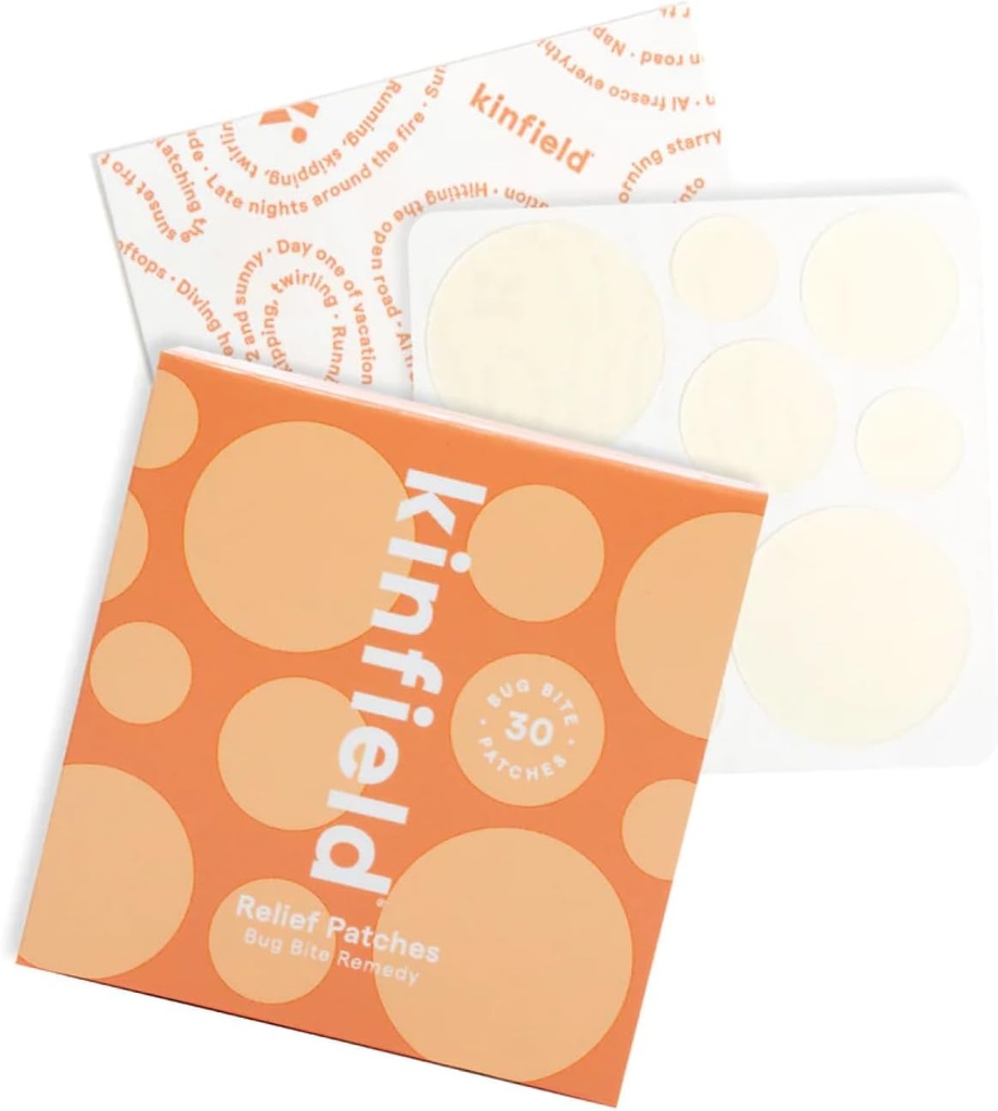 Kinfield Bug Bite Remedy Relief Patchs - 이체 및 Irritation에 대한 Hydrocolloid 피부 Soothers - Cruelty 및 Paraben Free - Bite 치료 후 Vegan - 30 x 패치