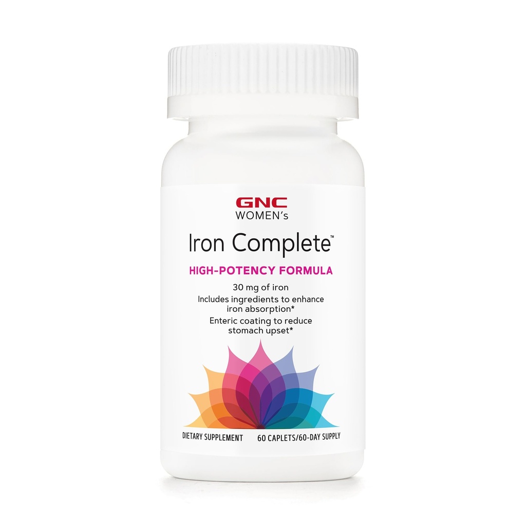 GNC Women's Iron Complete Multivitamin, 철, 60 캡릿을 흡수하는 능력 강화
