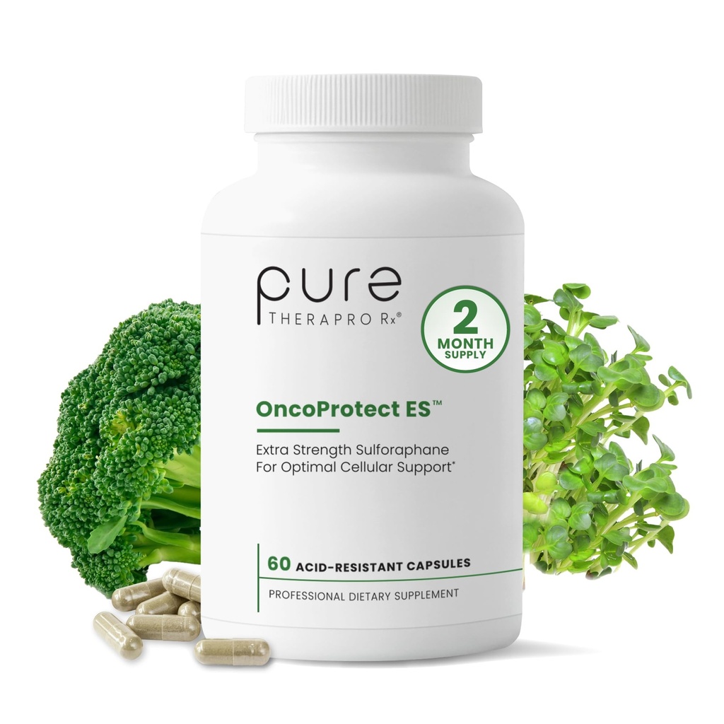 Pure Therapro Rx OncoProtect ES HIGH DOSE Sulforaphane Supplement, Made in USA | 2개월 공급 | 706 mg 특허가 취득된 BroccoRaphanin Broccoli Seed Extract | Glucoraphanin + Myrosinase