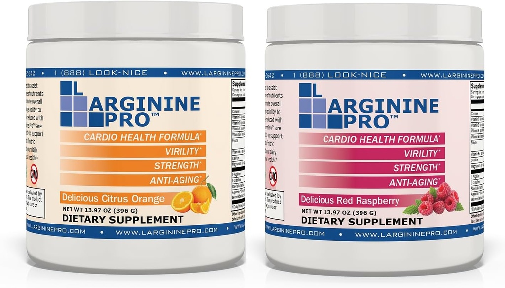 L-ARGININE PRO | 5,500mg L-Arginine Plus L-Citrulline 1,100mg 오렌지 & 라즈베리 파우더 음료 믹스 보충