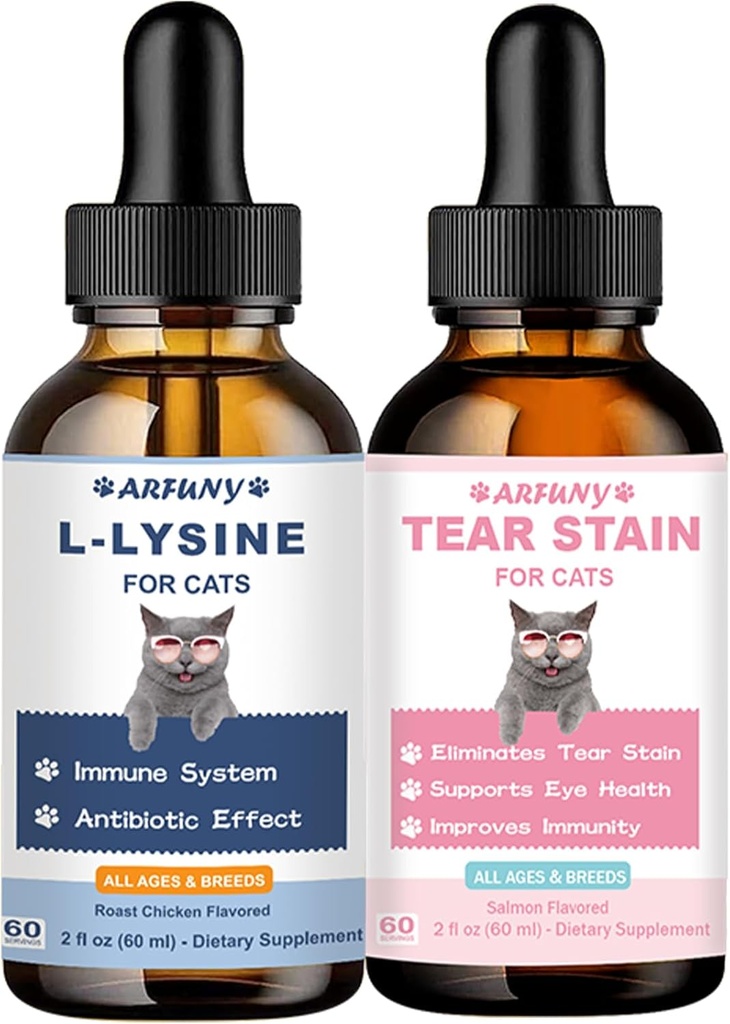 Cats & Tear Stain 제거제에 대한 Lysine - 정상적인 시각 기능, 눈물 얼룩 제거, 콜드 릴리프 지원 - 토끼 코와 물이 눈을위한 고양이 호흡기 및 눈 감염 치료
