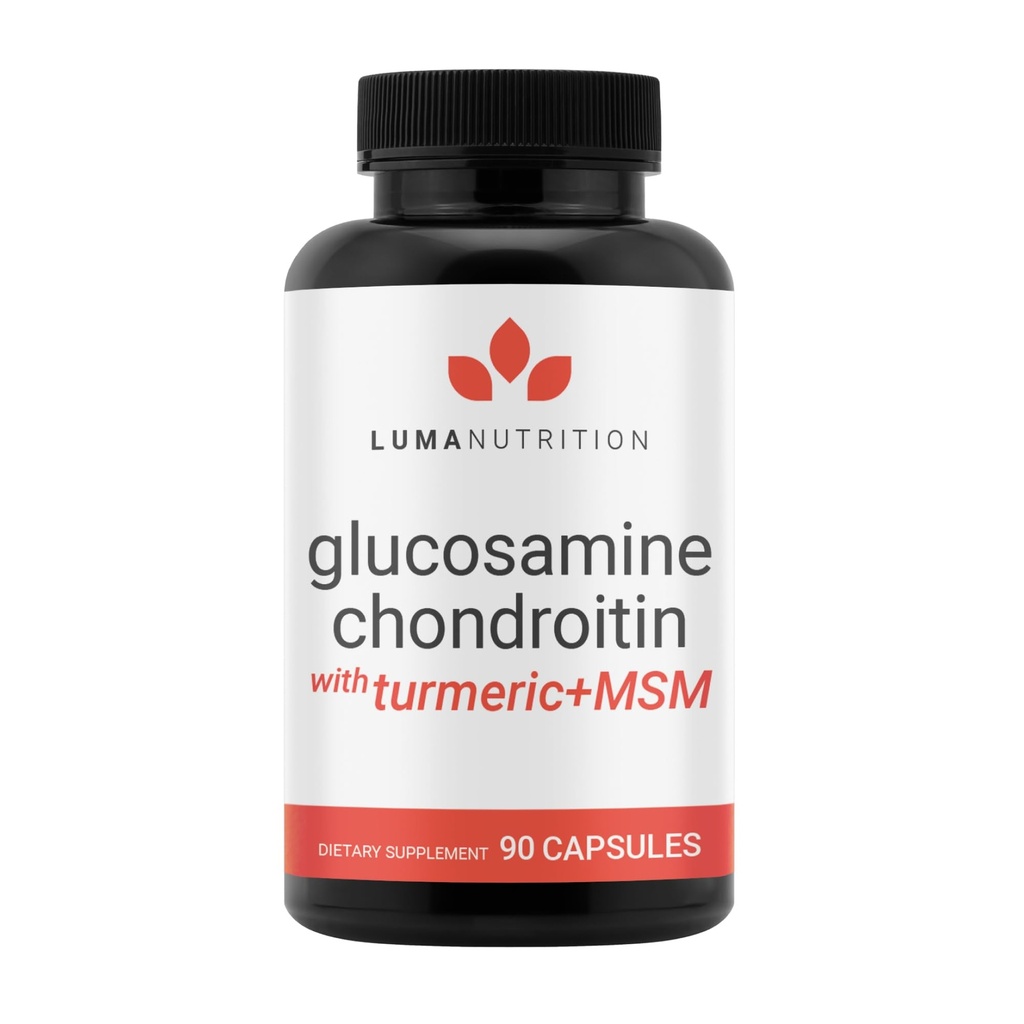 Luma Nutrition Glucosamine Chondroitin MSM - Turmeric, Boswellia - 우수한 보충 - 남성과 여성을위한 - 합동 보충 - 90 캡슐