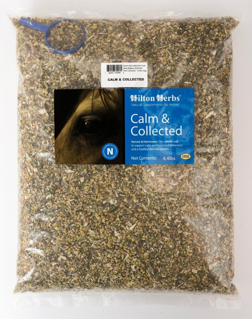 Hilton Herbs 1개 조각 Calm & 수집된 4.4 lb 말 보충교재 부대