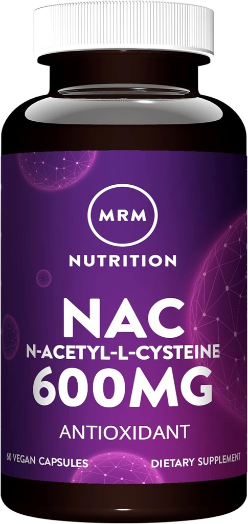MRM 영양 N-Acetyl-Cysteine (NAC) 600mg | Antixoidant | Resipratory Health | Liver Health | 미토콘드리아 건강 | Vegan + 글루텐 프리 | 60 서빙