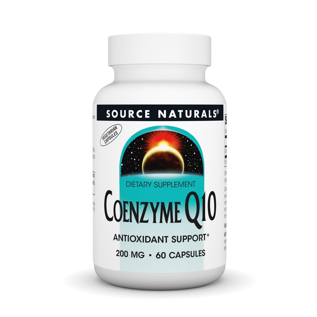 Source Naturals Coenzyme Q10 Antioxidant Support 200 mg for Heart, Brain, Immunity, & Liver Support - 60 채식 캡슐