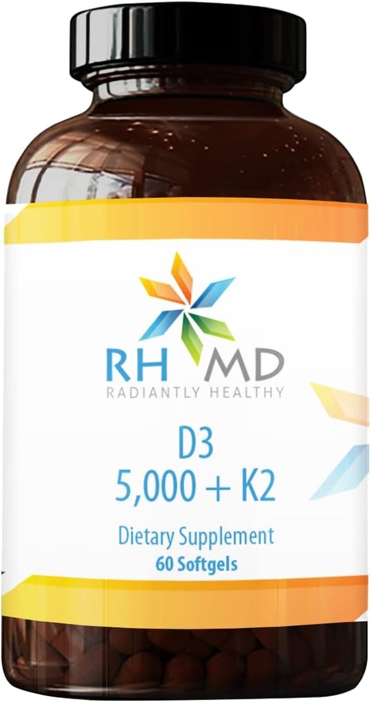 RHMD D3 5,000 + K2 규정식 보충제 (60 Softgels)