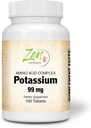 Zen Supplements - 칼륨 99 mg (아미노산) 100-Tabs - 유체 및 전해질 균형 공식 - 심장, 신경 및 근육 기능 지원