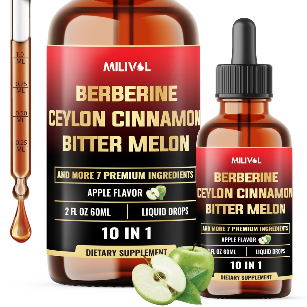 Ceylon Cinnamon Bitter Melon Turmeric Ginger Gymnema Sylvestre와 함께 10in1 액체 드롭 Berberine - 2 Fl Oz