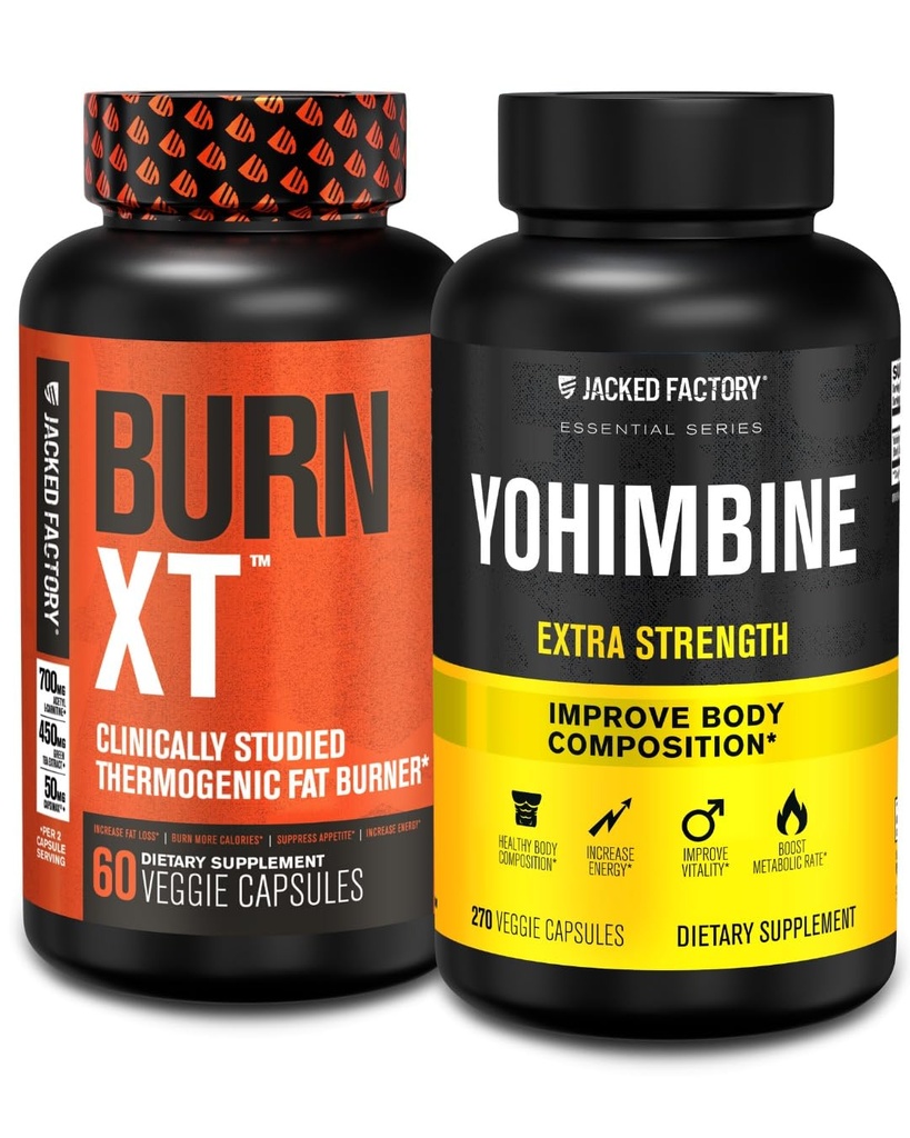 Yohimbine를 가진 Jacked 공장 뚱뚱한 가열기 - 남자 & 여자를 위한 Thermogenic 보충교재 - Burn-XT Thermogenic 뚱뚱한 가열기 & Yohimbine 여분 힘 보충교재 2.5mg, 270의 캡슐