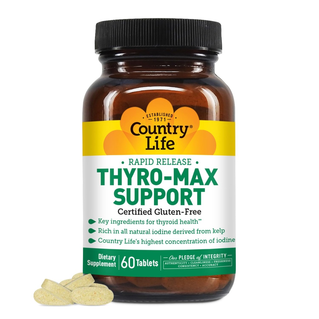 국가 생활 Thyro-최대 지원 - Kelp-Derived Iodine & 남자와 여자를 위한 L-Tyrosine Thyroid 보충교재 - B 비타민, 글루텐 자유로운, Vegan, 고약 - 60의 캡슐