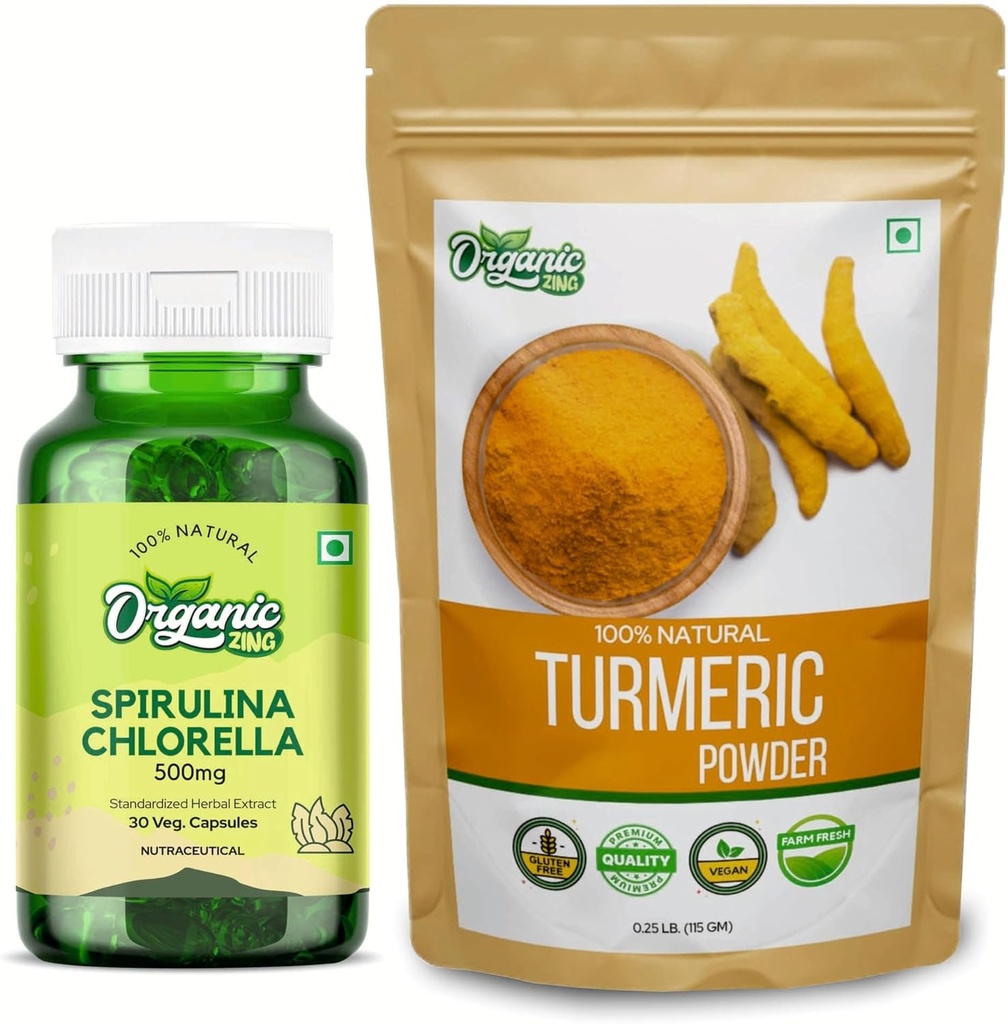 ORGANIC ZING Spirulina 캡슐 - 30Cap & 심황 분말 - 115g